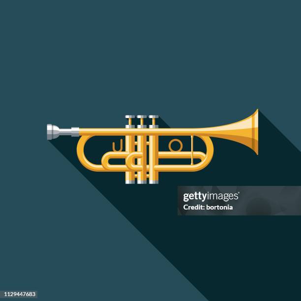 illustrazioni stock, clip art, cartoni animati e icone di tendenza di icona dello strumento musicale tromba - tromba