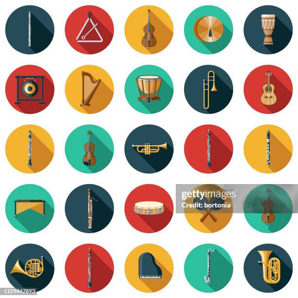 illustrations, cliparts, dessins animés et icônes de instrument de musique icon set - triangle percussion instrument