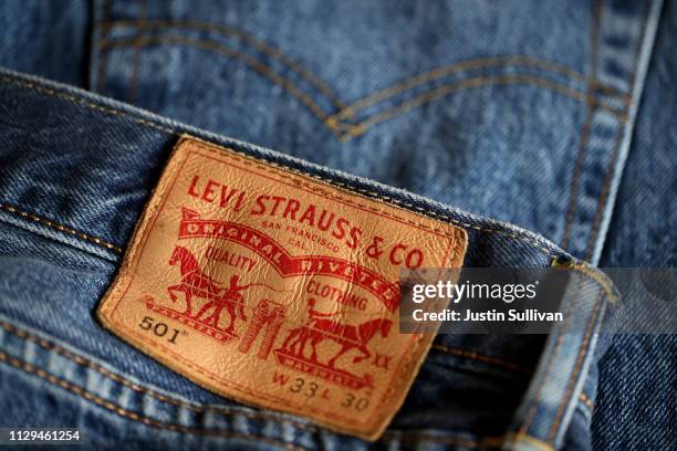 The Levi's logo is displayed on Levi's 501 jeans on February 13, 2019 in San Francisco, California. Levi Strauss announced that it has filed...