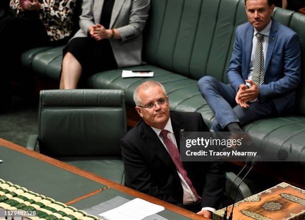 Prime Minister Scott Morrison delivers the annual Closing the Gap Ministerial statement in the House of Representatives at Parliament House on...