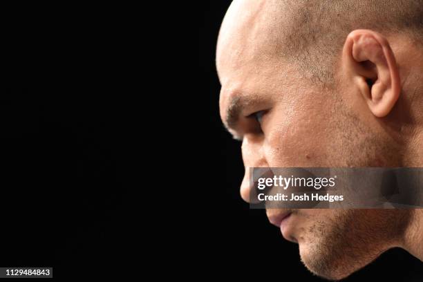 Junior Dos Santos of Brazil stands in his corner prior to facing Derrick Lewis in their heavyweight bout during the UFC Fight Night event at Intrust...