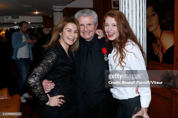 Valerie Kaprisky, Claude Lelouch and Marie-Clotilde Ramos-Ibanez attend Claude Lelouch receives the Insignia of Officer of the Legion of Honor at...