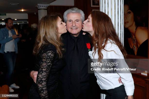 Valerie Kaprisky, Claude Lelouch and Marie-Clotilde Ramos-Ibanez attend Claude Lelouch receives the Insignia of Officer of the Legion of Honor at...