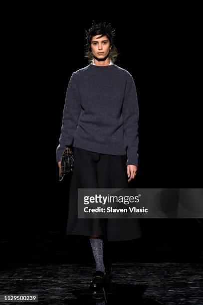Mica Arganaraz walks the runway for the Marc Jacobs Fall 2019 Show at Park Avenue Armory on February 13, 2019 in New York City.