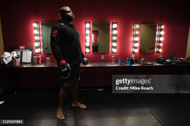 Derrick Lewis waits backstage during the UFC Fight Night event at Intrust Bank Arena on March 9, 2019 in the Wichita, Kansas.