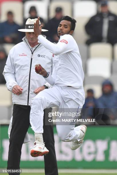 Bangladesh's Ebadat Hossain bowls during day three of the second Test cricket match between New Zealand and Bangladesh at the Basin Reserve in...