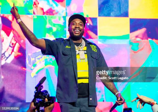 Meek Mill performs during The Motivation Tour at Fox Theatre on March 09, 2019 in Detroit, Michigan.