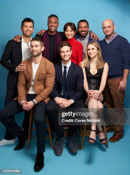 Antony Starr, Jessie Usher, Karen Fukuhara, Laz Alonso, Eric Kripke, and Chace Crawford, Jack Quaid, and Erin Moriarty of Amazon Prime Video's 'The...