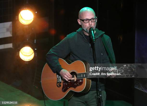 Singer/songwriter Moby performs during Build All Access at Build Studio on February 13, 2019 in New York City.