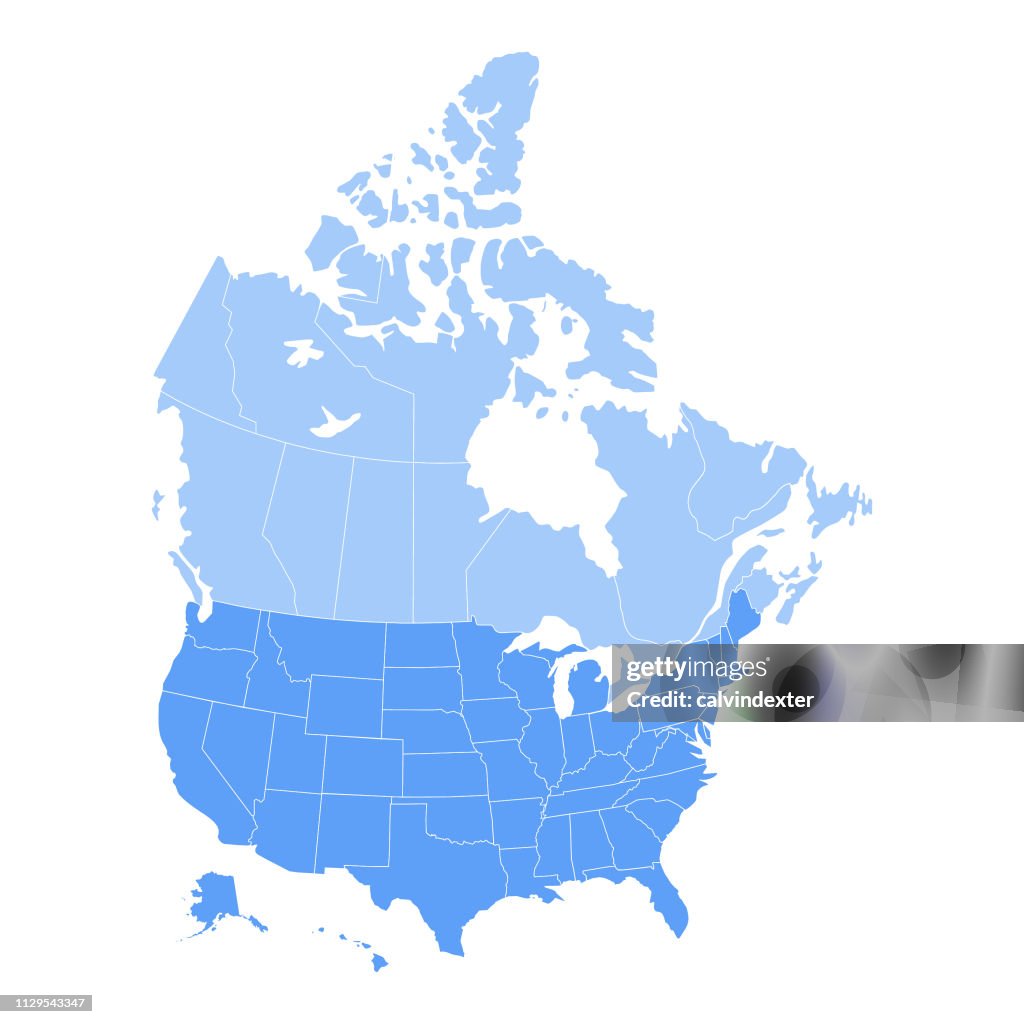 USA and Canada map