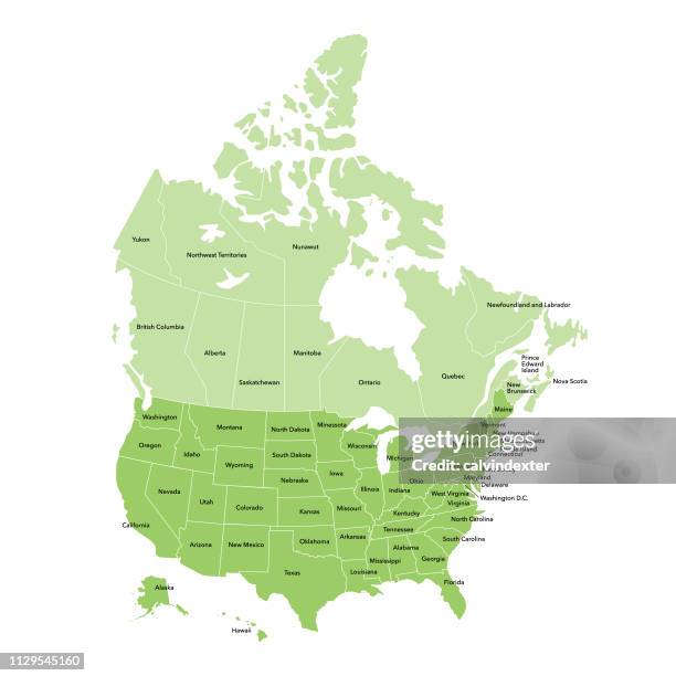 usa and canada map - canada map stock illustrations