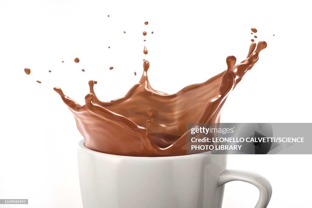 Cup with milk chocolate splash, illustration