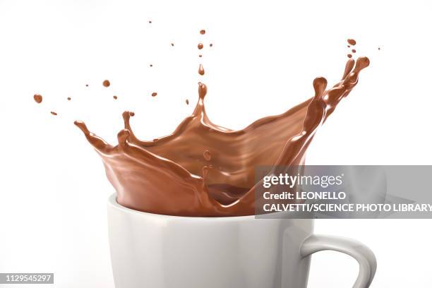 cup with milk chocolate splash, illustration - milk chocolate stock illustrations