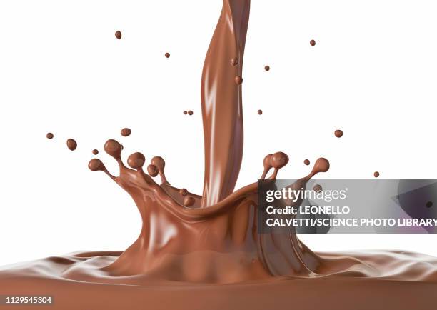 liquid chocolate crown splash with ripples, illustration - milk chocolate stock-grafiken, -clipart, -cartoons und -symbole