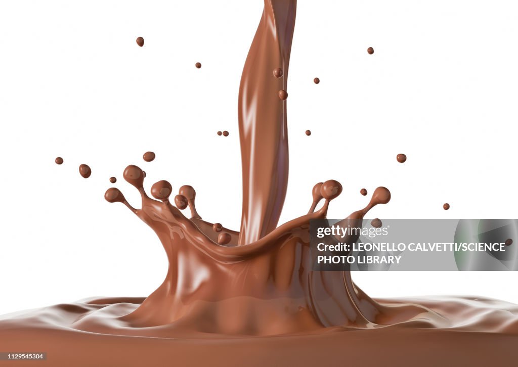 Liquid chocolate crown splash with ripples, illustration