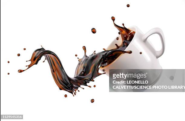 ilustraciones, imágenes clip art, dibujos animados e iconos de stock de mug with coffee wave, illustration - café edificio de hostelería
