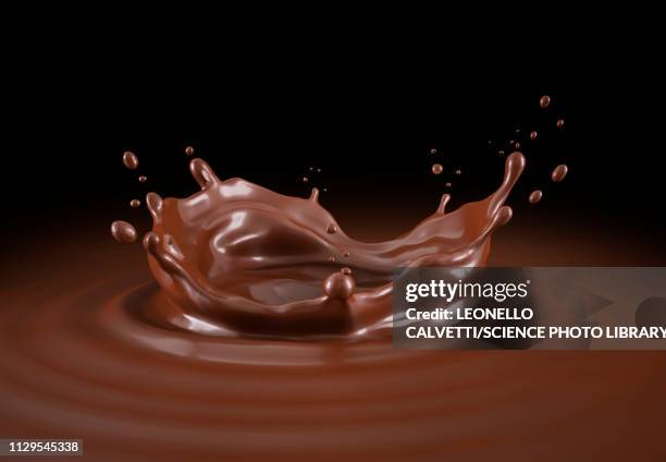 ilustrações, clipart, desenhos animados e ícones de liquid chocolate crown splash with ripples, illustration - chocolate ao leite