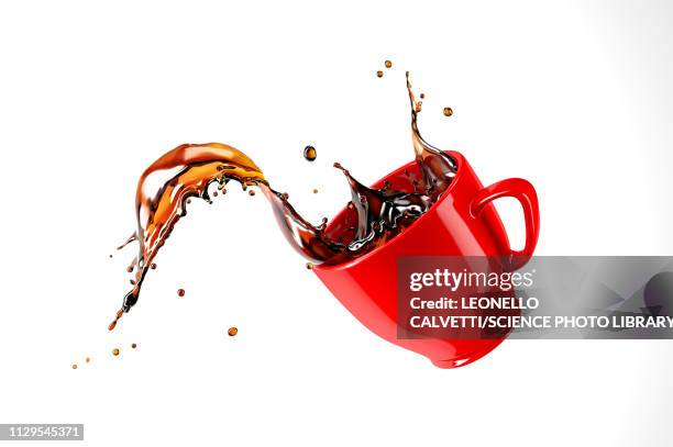 mug with coffee splash, illustration - mugs stock illustrations