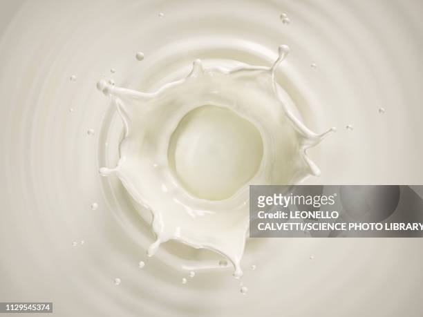 ilustrações, clipart, desenhos animados e ícones de milk crown splash, illustration - cream dairy product