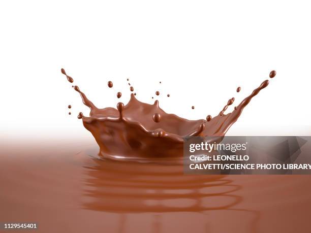 liquid chocolate crown splash, illustration - chocolate smoothie white background stock illustrations