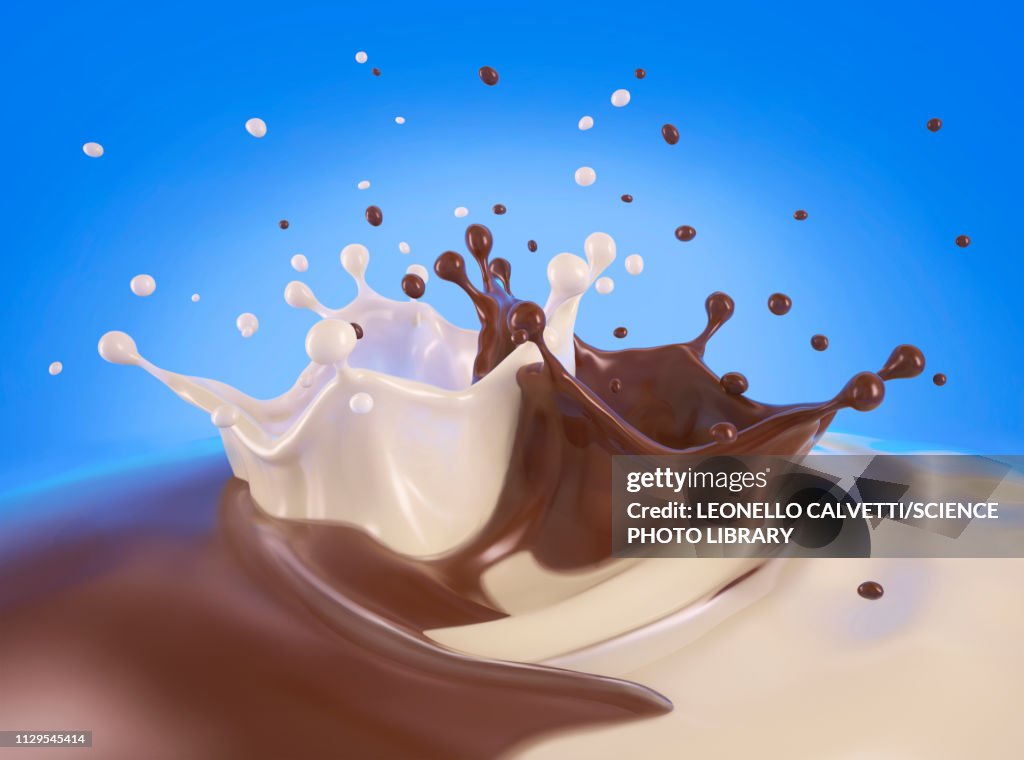 Double crown splash of milk and chocolate, illustration