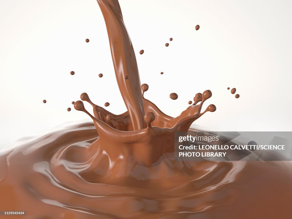 Liquid chocolate crown splash with ripples, illustration