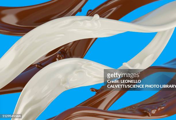 liquid chocolate and milk waves, illustration - milk wave stock illustrations