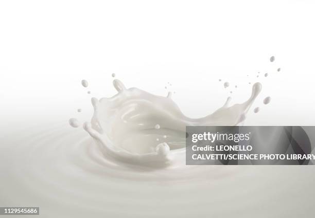 milk crown splash with ripples, illustration - calcium stock-grafiken, -clipart, -cartoons und -symbole