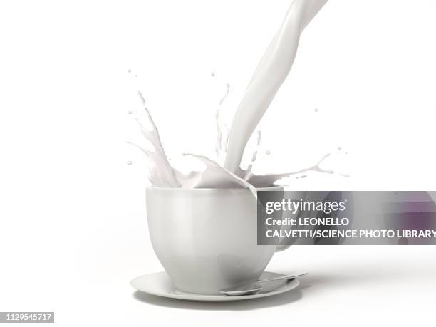 pouring milk into a cup and saucer, illustration - saucer stock illustrations