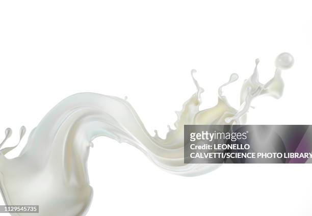 illustrazioni stock, clip art, cartoni animati e icone di tendenza di milk wave in the air, illustration - liquido