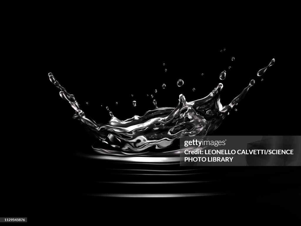 Crown splash in water with ripples, illustration