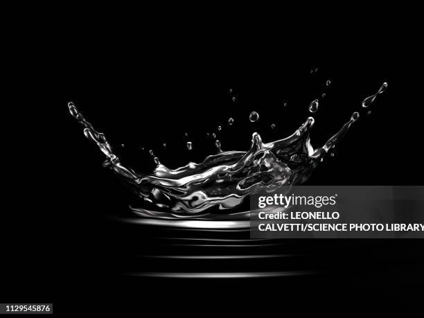 illustrazioni stock, clip art, cartoni animati e icone di tendenza di crown splash in water with ripples, illustration - acqua splash