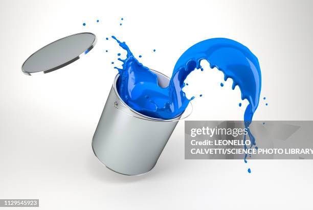 ilustraciones, imágenes clip art, dibujos animados e iconos de stock de paint spilling from tin, illustration - estaño