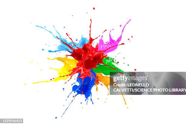 ilustraciones, imágenes clip art, dibujos animados e iconos de stock de multicolour paint explosion, illustration - art and craft equipment