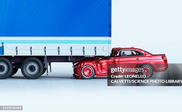 a car and a truck crashed in accident, illustration - wreck stock illustrations