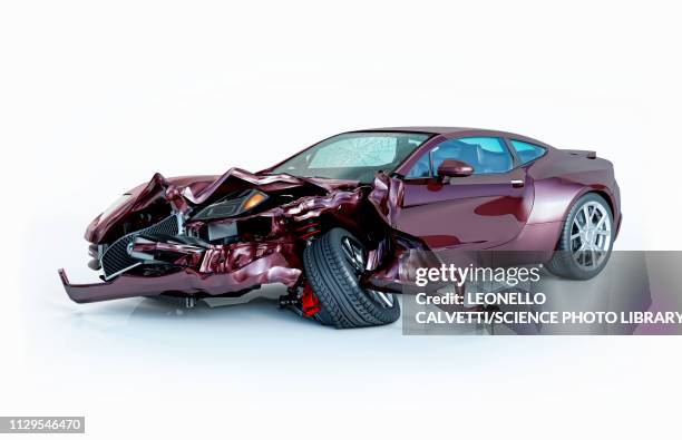 ilustraciones, imágenes clip art, dibujos animados e iconos de stock de car accident damage, illustration - accidente de automóvil
