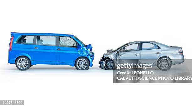 ilustrações de stock, clip art, desenhos animados e ícones de two cars crashed in accident, illustration - amarrotado