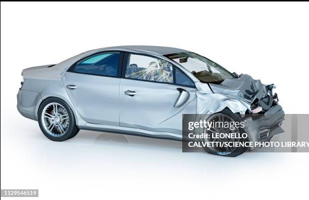 car accident damage, illustration - motorhaube stock-grafiken, -clipart, -cartoons und -symbole