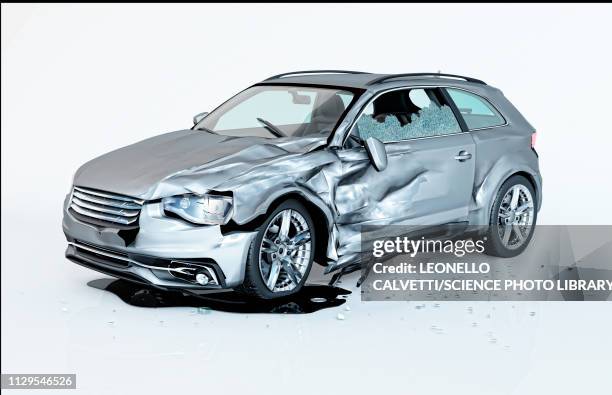 car accident damage, illustration - auto unfall stock-grafiken, -clipart, -cartoons und -symbole