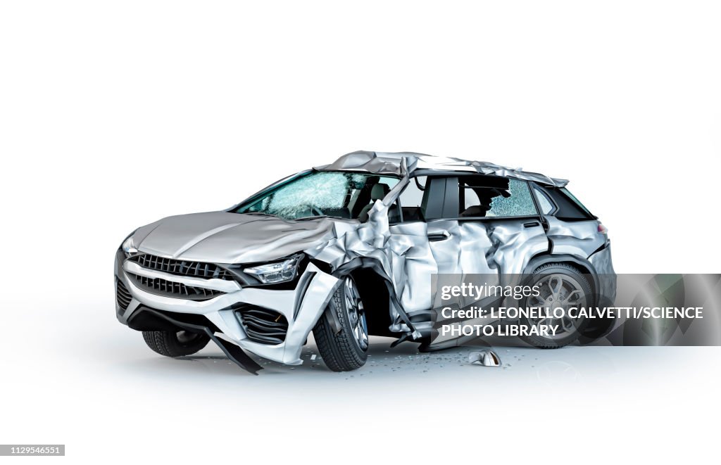 Car accident damage, illustration