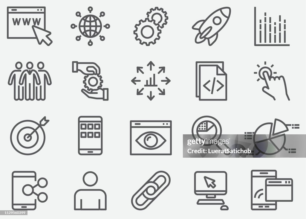 Iconos de línea de Marketing de Internet
