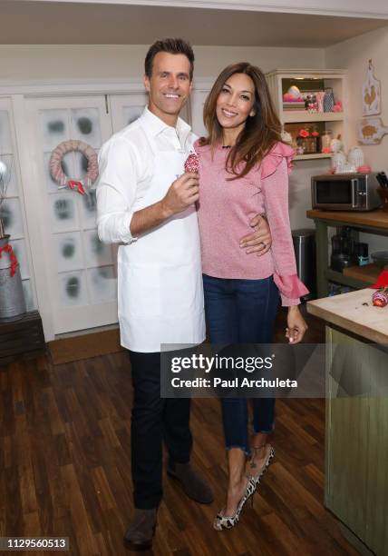 Actor / TV Host Cameron Mathison and his Wife Vanessa Arevalo on the set of Hallmark's "Home & Family" at Universal Studios Hollywood on February 13,...