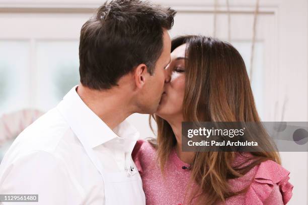 Actor / TV Host Cameron Mathison and his Wife Vanessa Arevalo on the set of Hallmark's "Home & Family" at Universal Studios Hollywood on February 13,...
