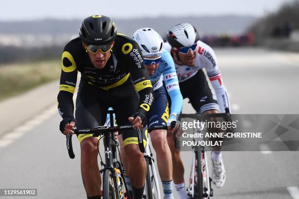 Direct Energie's French cyclist Damien Gaudin, Delko Marseille Provence's French cyclist Romain Combaud and Team Arkea - Samsic's French cyclist...