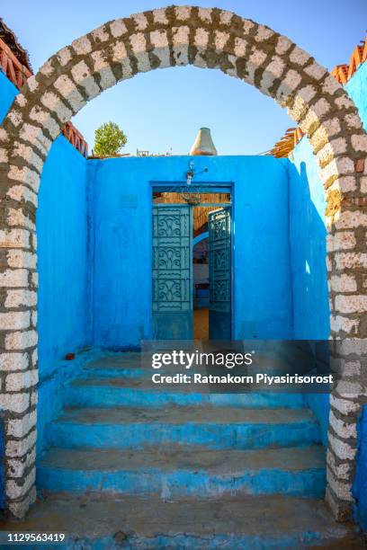 windows and door in nubian village aswan, egypt - nubia stock pictures, royalty-free photos & images