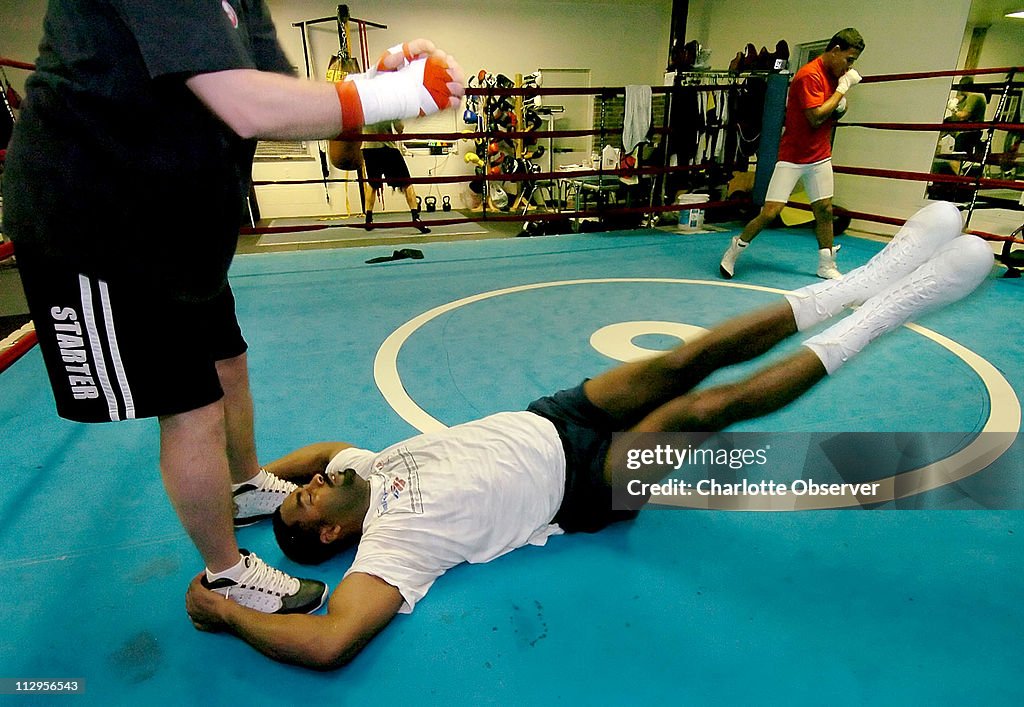 Calvin B Rocks Trainer Tom Yankello and boxer Calvin Brock of Charlotte, North... News ...