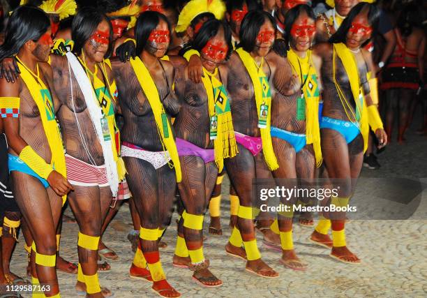happy people dancing spectacular indigenous amazonian dances from brazil. - traditional native american medicine stock pictures, royalty-free photos & images
