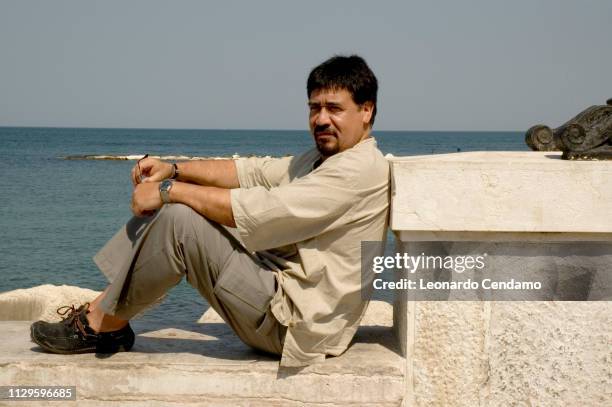 Luis Sepulveda, Chilean, writer, novelist, portrait, Milan, Italy, 2005.