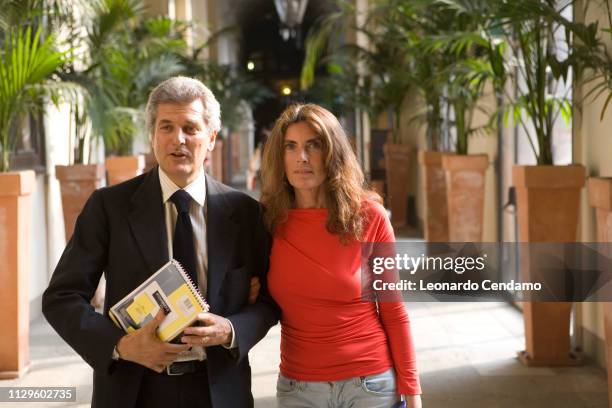 Alain Elkann, Italian, journalist, writer, Rosy Elkann, Rosy Greco, Turin Egyptian Museum, Museo Egizio Di Torino, Egyptian Museum, portrait, Milan,...