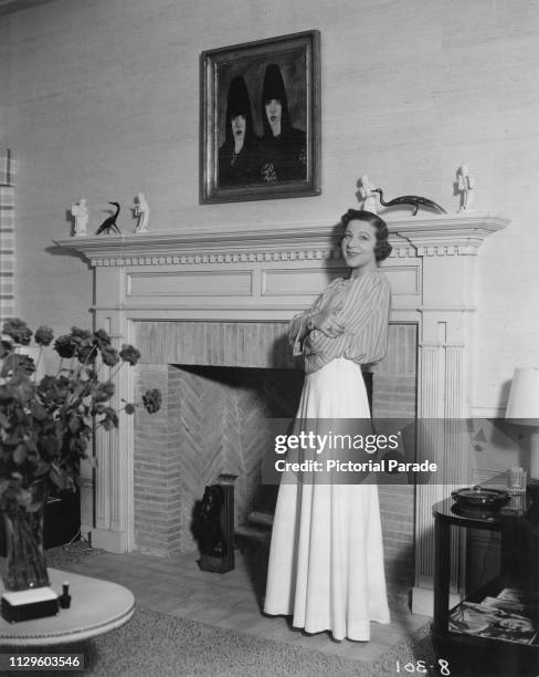 American actress and singer Fanny Brice at her home in Bel Air, Los Angeles, August 1939.